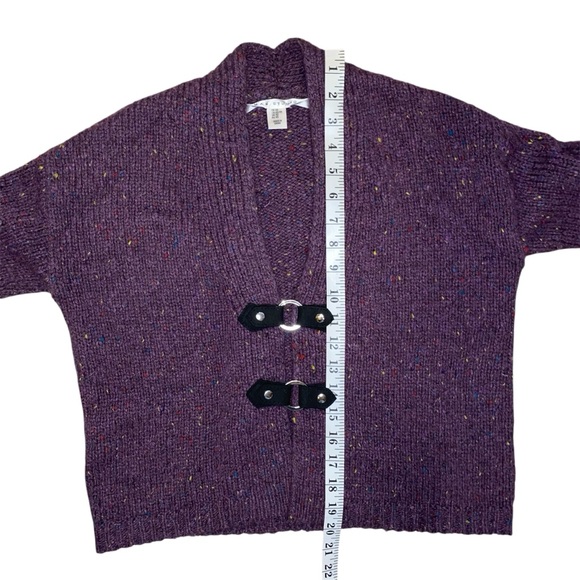 Max Studio Purple Wool Cardigan with Snap Buckles - Picture 5 of 7